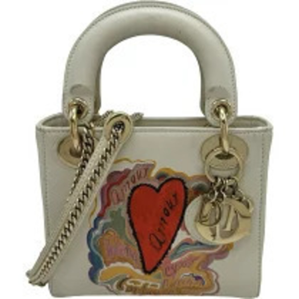 Christian Dior Lady handbag Ivory White colored calfskin leather